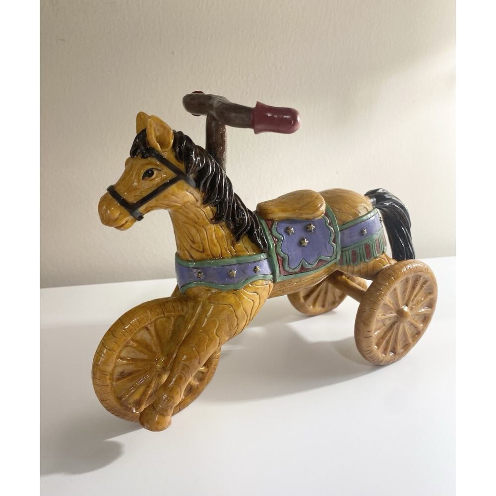 Vintage Youngs Resin Rocking Horse with Wheels Shelf Sitter 1997